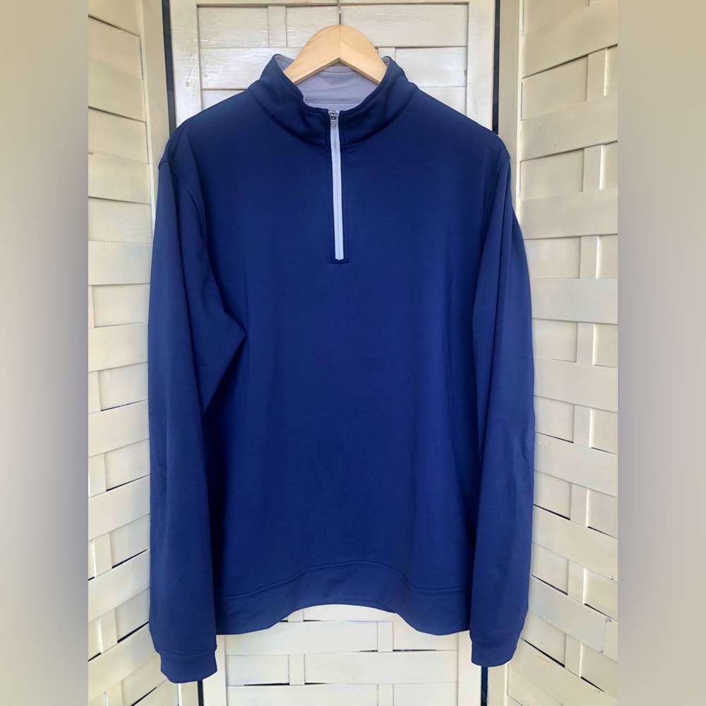 Peter Millar Navy Quarter-Zip Pullover with Light Zipper